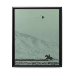 [UNFRAMED POSTER] Cowboy on horse and b2 spirit flying poster, frame not included - america western , mountain , gift for men and women