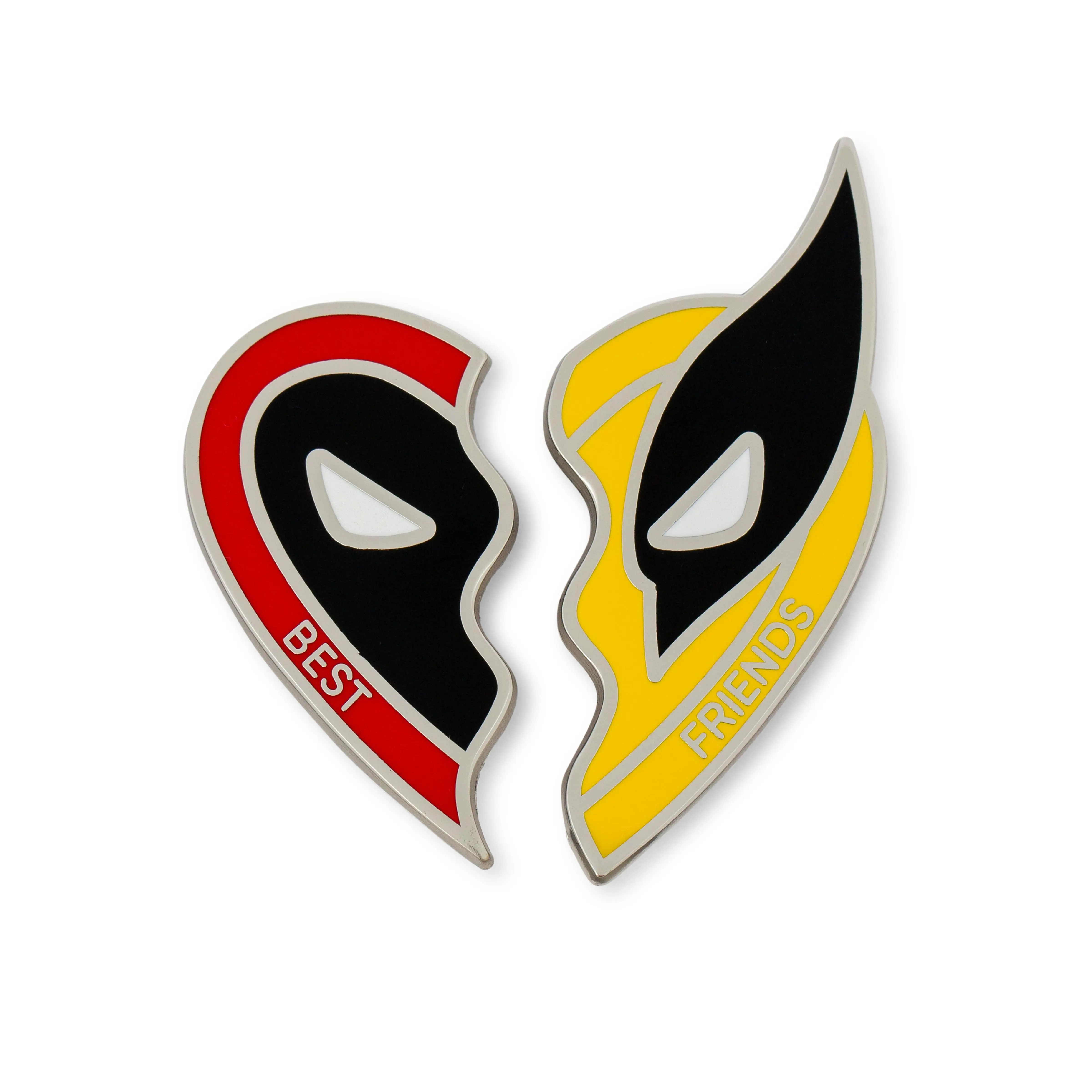 Officially Licensed Marvel Deadpool & Wolverine 'Best Friends' 2-Piece Enamel Pin Set, Collectible Item, Fashion Accessory Collar Clip & Brooch for Fans