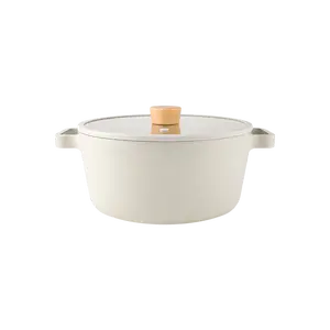 NEOFLAM FIKA 4qt 24cm Ceramic Nonstick Stockpot with Glass Lid - Korean Cookware, Enameled Cast Iron Dutch Oven for Stews & Soups