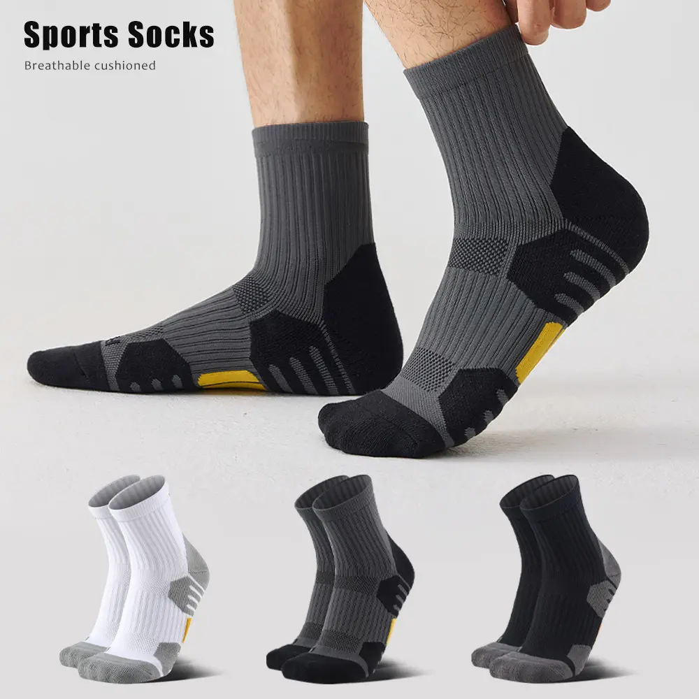 Men's Cotton Athletic Ankle Socks (6 Pairs, Assorted White, Gray, Black) - Arch Support, Moisture Wicking, Anti-Slip, Anti-Odor, Cushioned for Basketball, Running, All-Season Activewear, Menswear for Male Adults, Maintains Freshness,camping essentials, Gr