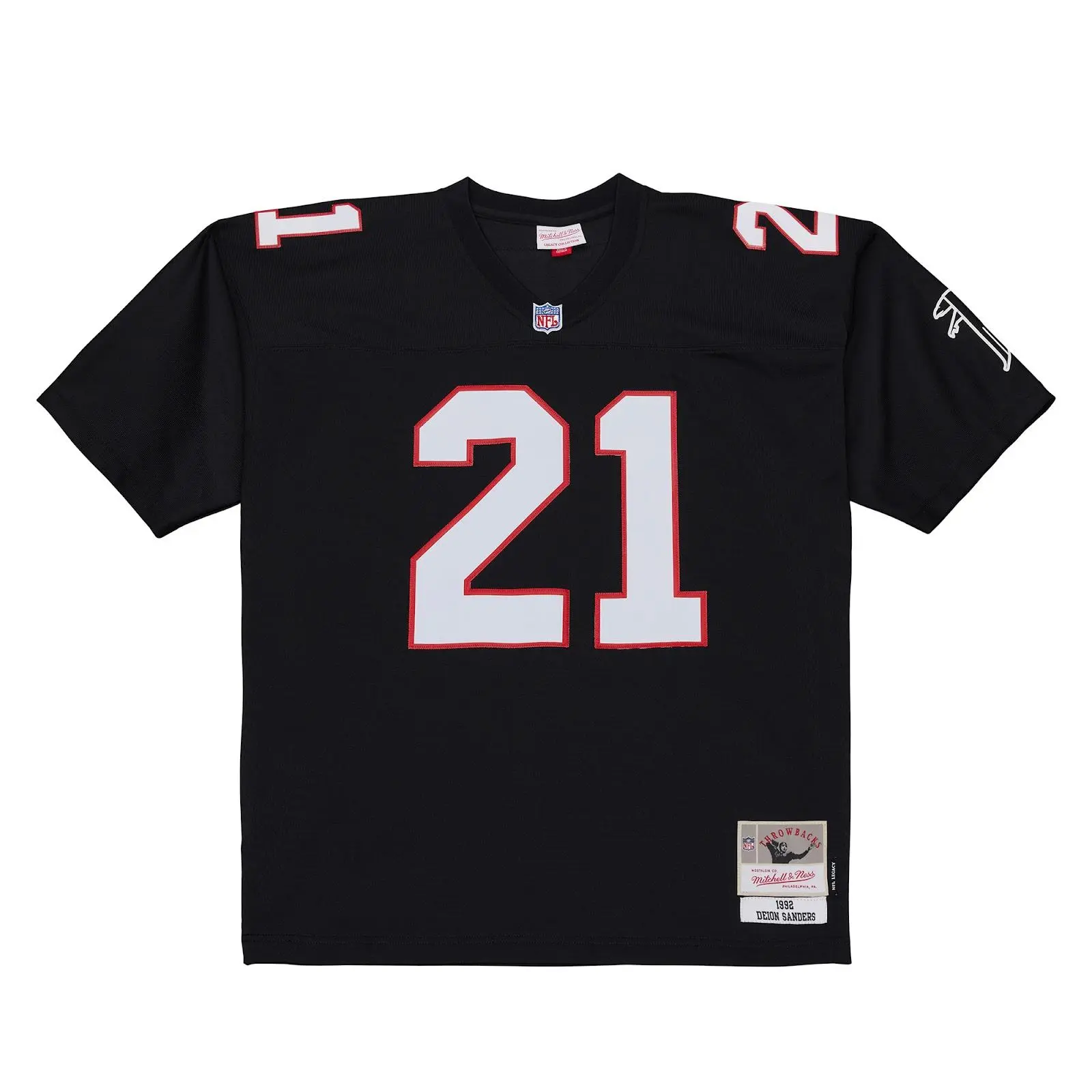 Mitchell & Ness Deion Sanders 1992 Atlanta Falcons Black Legacy Football Fanwear Jersey
