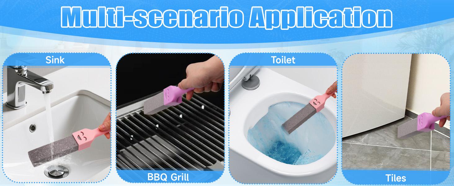 12 Pack Pumice Stone for Toilet Cleaning Extra Long Handle for Removing Bowl Ring Pool Bathroom Toilet Brush Limescale Stain Remover for Tile Bath-tub