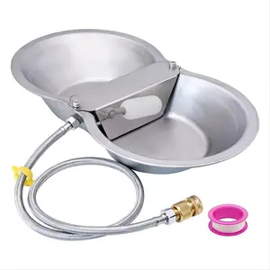 2 Gallon Large Automatic Large Dog Water Dispenser Float Valve Kits Animals Waterer Trough Stainless Steel Bowl