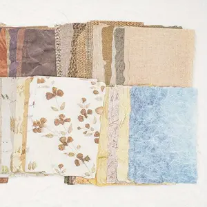 6Set DIY Crafts Vintage Scrapbook Paper Pack Embossed Textured Paper Assorted Set Scrapbooking Planner Bullet Junk Journal Supplies Collage Card Embellishment