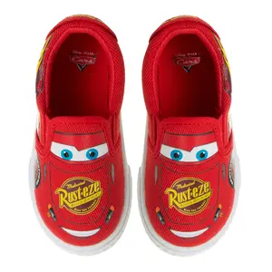 Josmo Boy's Lightning McQueen Cars Slip-On Shoes - Lowtop Canvas Sneakers for Boys (Sizes: 5-10 Toddlerss)