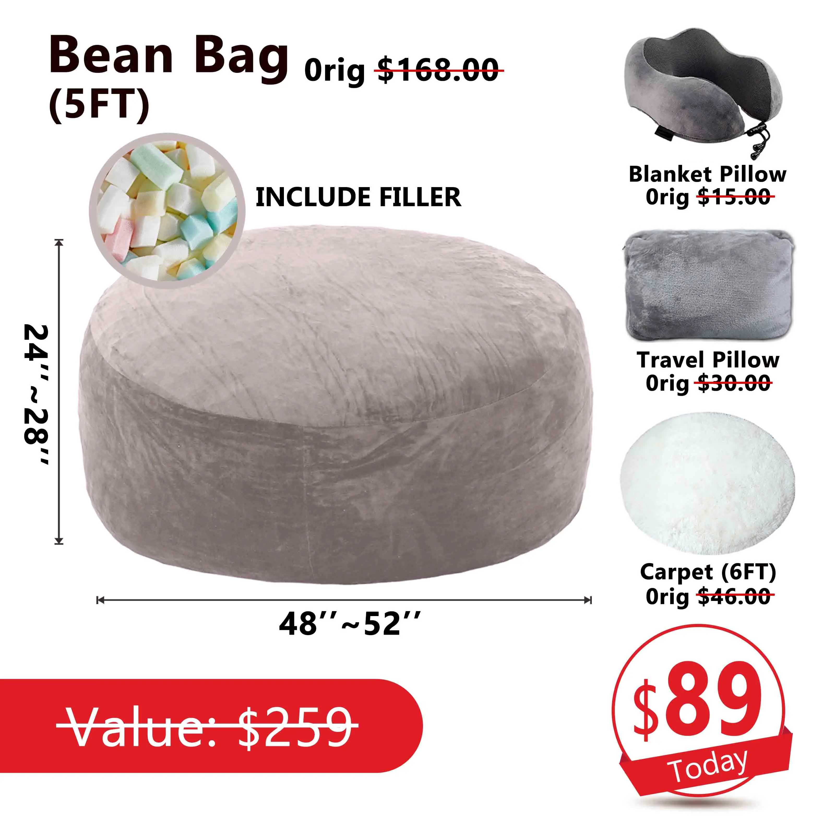 5FT Gray (Include Filler U-pillow Blanket Carpet)