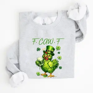 F.CAW.F Funny St. Patrick’s Day T-Shirt/Sweatshirt/Hoodie, Drunk Irish Chicken Leprechaun Beer Shamrock Shirt, Vintage St Paddy’s Graphic Tee, For Men and For Women