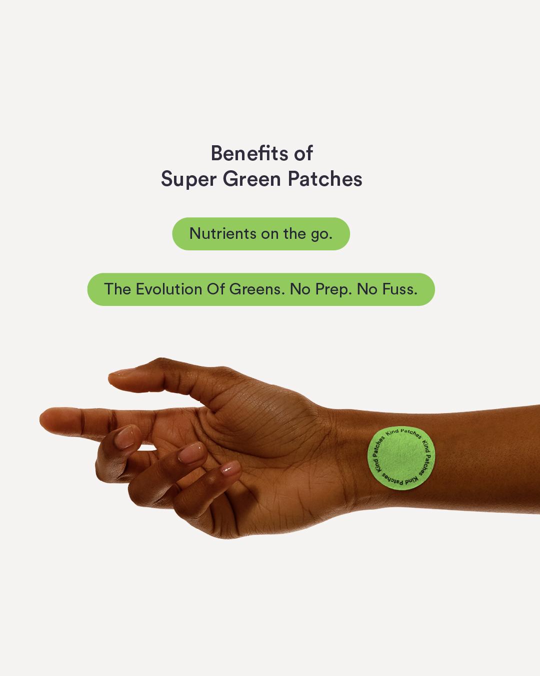 Kind Patches Super Green Patches: 30 Green Energy Patches, Antioxidants Supply, Natural Detox Support, Clean Energy Delivery, Daily Wellness & Nutrients Support, Vegan, 1 Month Supply