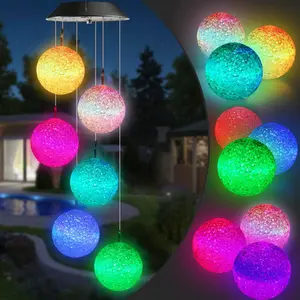Solar Wind Chimes, Color Changing Hummingbird Butterfly & Crystal Ball LED Hanging Lights, Waterproof Outdoor Decor Gifts for Mom Grandma, Garden Patio Yard Window Decoration
