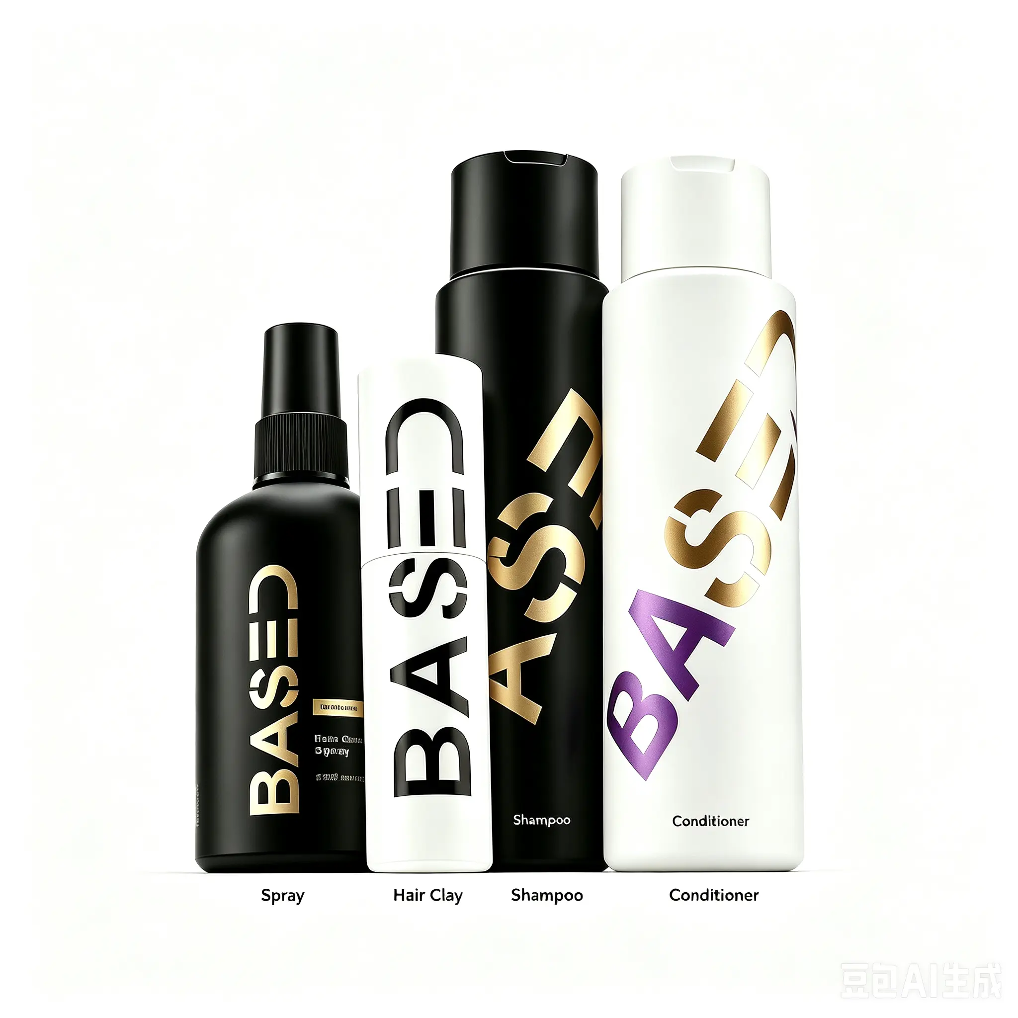 BASED 4-in-1 Hair Care Styling Set |   Shampoo, Conditioner, Hair Clay, Sea Salt Spray |   Fluffy Long-lasting Hairstyle Daily Grooming Kit
