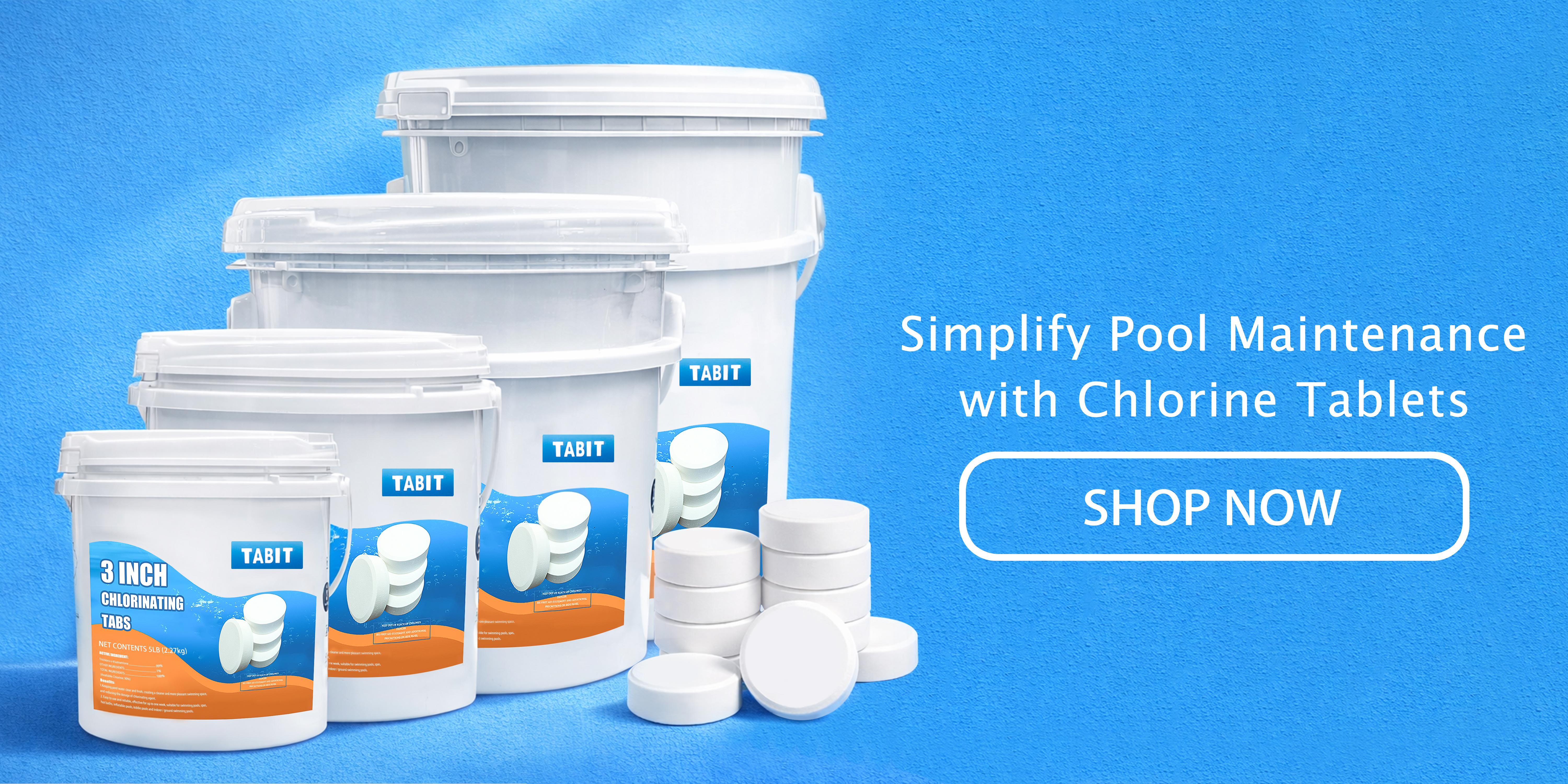 TABIT 3" Chlorine Tabs for Swimming Pool, Spa and Hot Tub, Slow Dissolving Tablets for Consistent Chlorination and Long-Lasting Protection TABIT 3" Chlorine Tabs for Swimming Pool, Spa and Hot Tub, Slow Dissolving Tablets for Consistent Chlorination and Long-Lasting Protection
