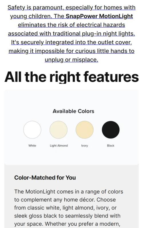 SnapPower MotionLight Illuminated Outlet Cover Plate with Motion-Sensor LED Night Light for Wall Home Lighting - Available in Duplex, Decor & GFCI styles. (Outlet not included)