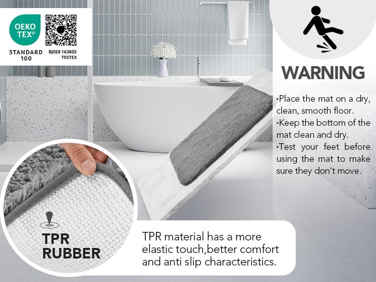 Deconovo Bathroom Rugs, Soft & Thick Plush Bath Mat, Absorbent Shower Rugs, Non-slip Fluffy Gift non-customised non-slip machine wash gray Deconovo Bathroom Rugs, Soft & Thick Plush Bath Mat, Absorbent Shower Rugs, Non-slip Fluffy Gift non-customised non-slip machine wash gray