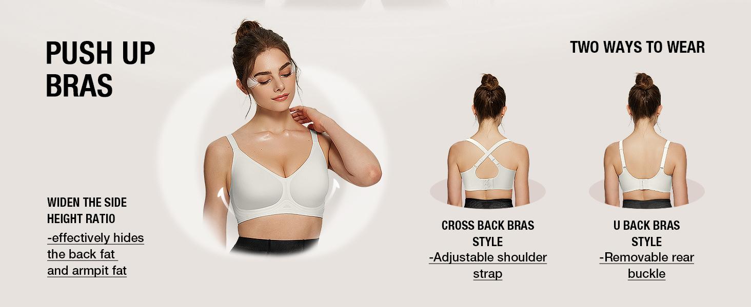 OEAK Women Seamless Jelly Bras No Underwire Push Up Bras Soft Wireless Comfort Adjustable Bras Full Coverage Everyday Bra