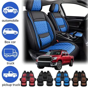 For Toyota Tundra 2008-2024 2025 2026 Premium Car Seat Covers with Comfort 3D Foam Back Support, Full Napa Leather Full Surround with Storage Bag, Front Rear Cushion Pad Full Set, Waterproof 5 Seat Covers Car Pickup Truck Interior Decoration Accessories