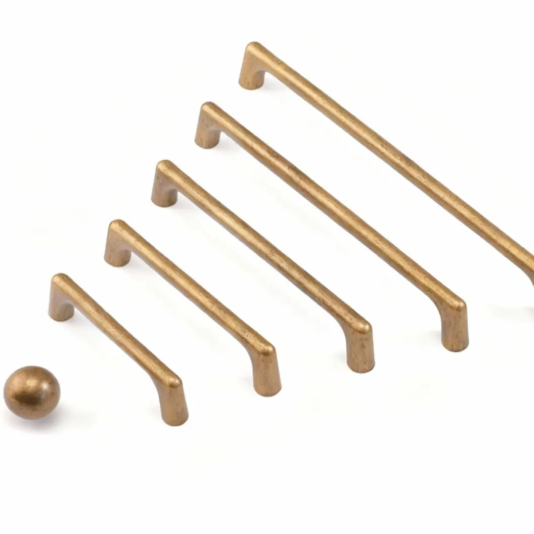 6-Pack Antique Brass Zinc Alloy Pull Handles - Decorative Hardware for DIY Users, Modern Design, Easy Installation, Enhances Decor for Kitchen Cupboards/Wardrobes