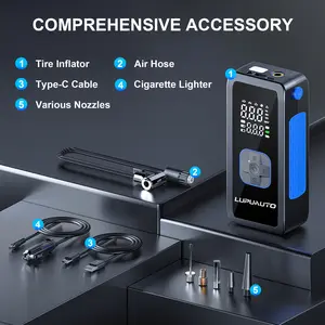 LupuAuto Portable Tire Inflator 150PSI with Digital Gauge, Fast Inflation, Auto Shut-Off, LED Light, 4 Modes for Car, Bike, Motorcycle & Balls, Emergency Air Pump