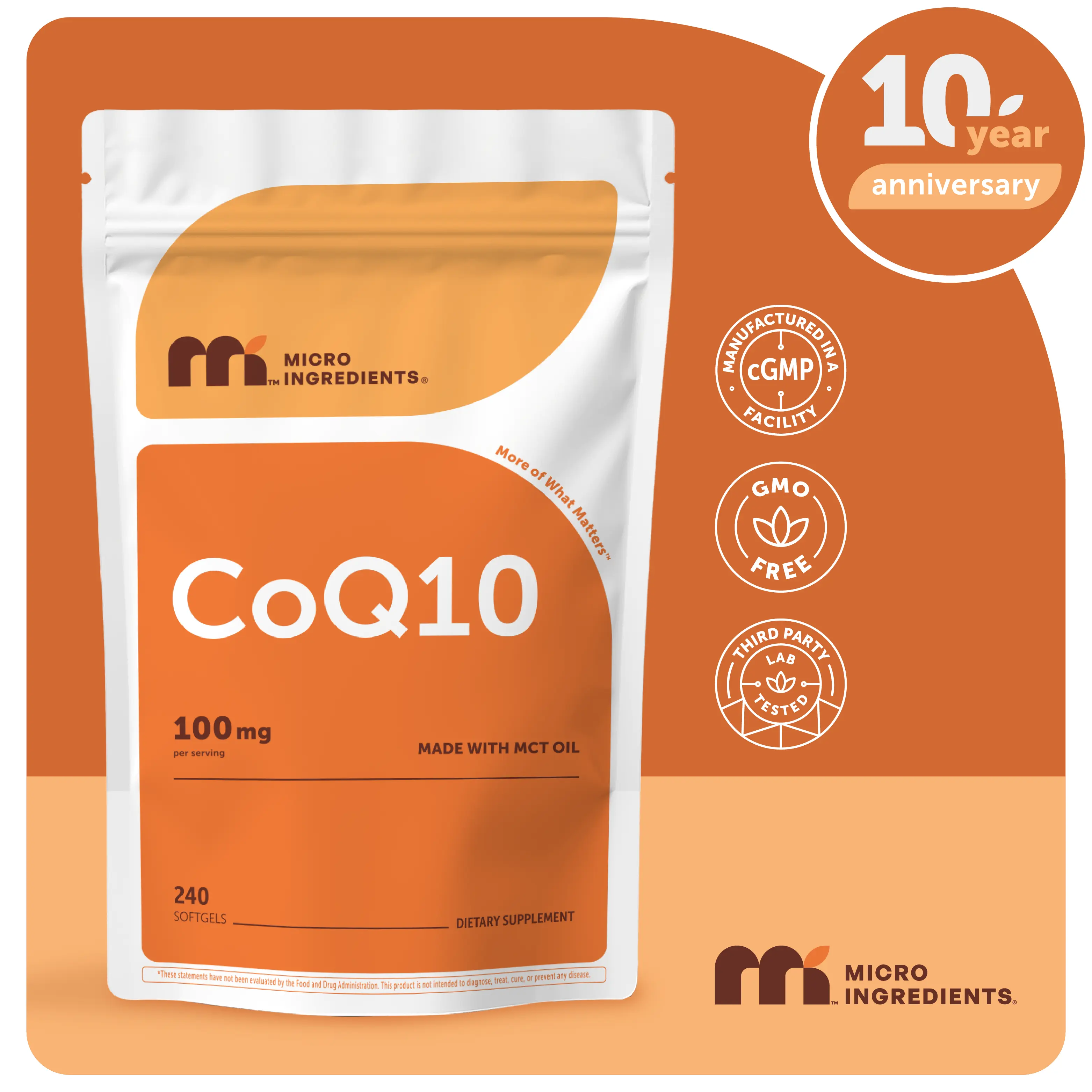 Micro Ingredients CoQ10 240 Softgels with Coconut MCT Oil