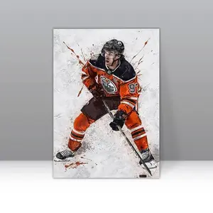 [UNFRAMED] Connor McDavid Edmonton Oilers, Goal Celebration Art, NHL Canvas Print for Birthday Gift