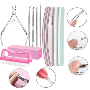 12PCS Nail Care Kit, Nail Files 100/180, Nail Buffer Block, Cuticle Nippers, Cuticle Trimmer, Cuticle Pusher, Nail Tools, Nail Kit, Pedicure & Manicure Tools, Nail Prep Kit, Manicure Kit for Women