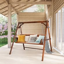 VINGLI Heavy Duty 660 LBS Wooden Swing Frame with Extra Bottom Connection Board, Upgraded A-Frame Porch Swing Bench Stand for Indoor & Outdoor (Rustic) VINGLI Heavy Duty 660 LBS Wooden Swing Frame with Extra Bottom Connection Board, Upgraded A-Frame Porch Swing Bench Stand for Indoor & Outdoor (Rustic)