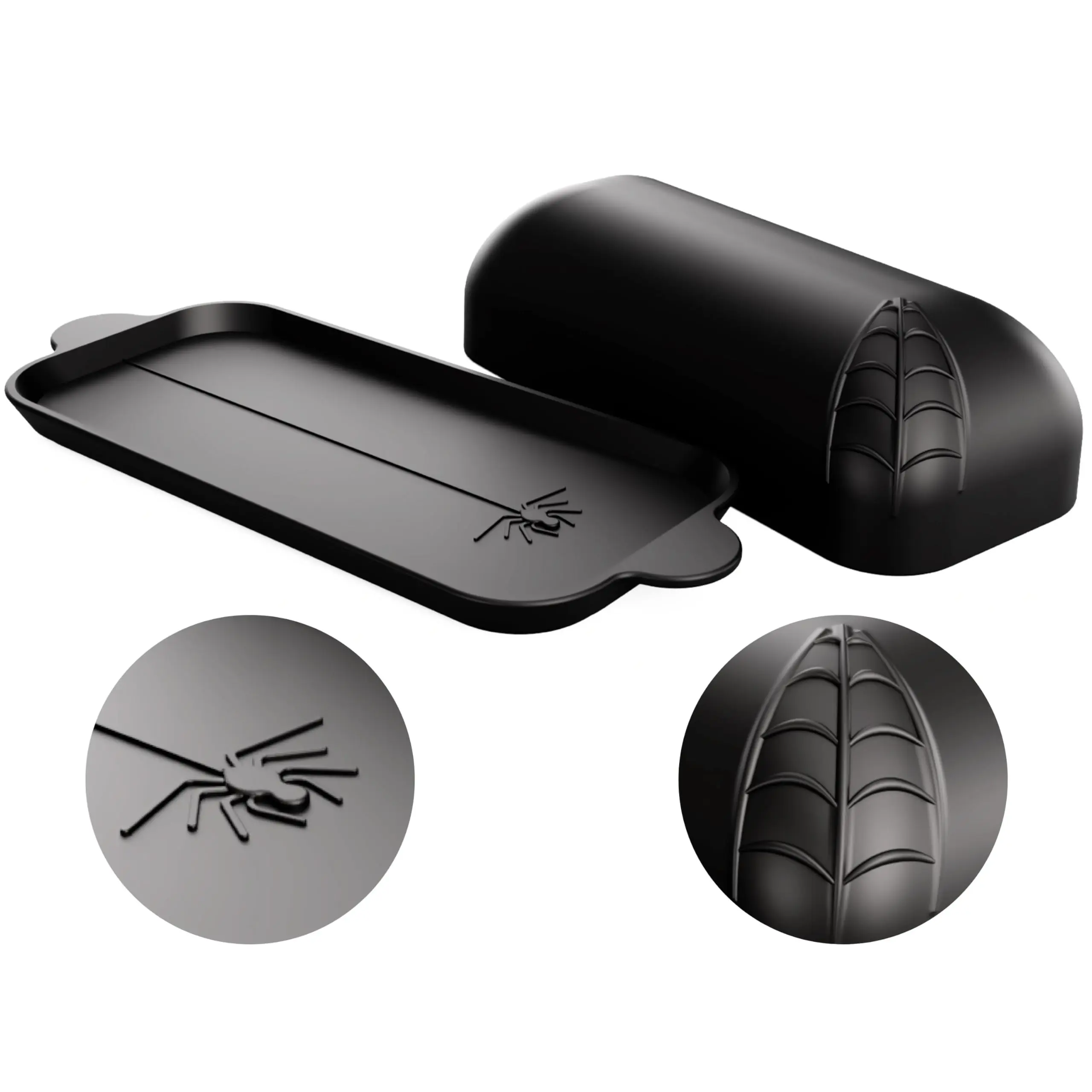 Spiderweb Butter Dish with Lid – Black Matte Porcelain Gothic Butter Keeper for Spooky Kitchen Decor
