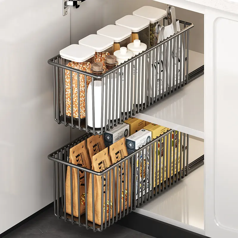 Pull-Out Cabinet Organizer Basket｜Under Sink Sliding Storage for Kitchen Cabinets｜Clearance Sale｜Space Saving Kitchen Organizer,dorm essentials,home decor