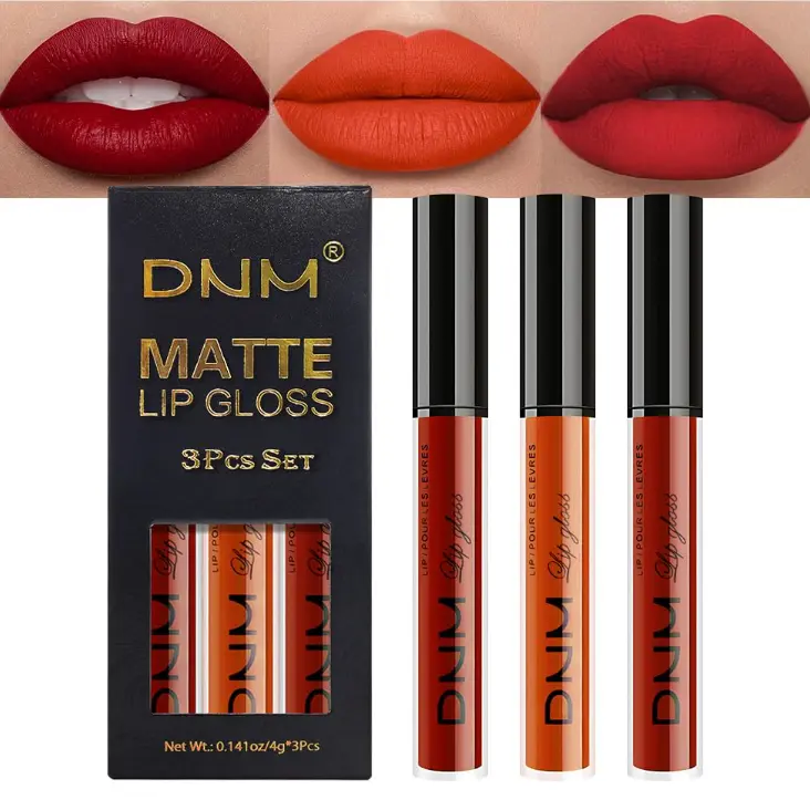 3Pcs Dark Orange Ruby Red Matte Liquid Lipstick Lip Stain Sets for Women, Matte Lipstick Long Lasting Waterproof Permanent 24 Hours original, Magic Lip Sticks Pack for Halloween Daily Makeup