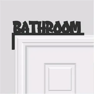 Bathroom Door Topper | Over The Door Bathroom Sign for Home | Restroom Frame Decor | Minimalist Airbnb Wall Decor | Home Decor Toilet Corner Sign | Hallway Entryway Decoration