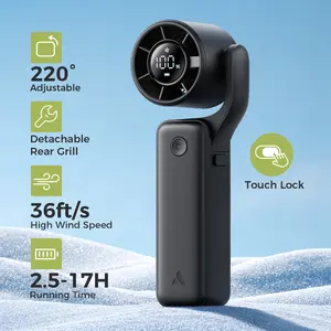 Aecooly Ultra-Pocket Portable Handheld Turbo Fan, 5 Gear AirGimbal Jet Force Airflow, Up to 15 Working Hours, USB Rechargeable Personal Battery Operated Mini Fan, for Travel/Outdoor/Vacation