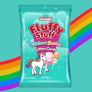Charms Fluffy Stuff Rainbow Sherbet Cotton Candy; 2.1 oz; Fruit-Flavored Cotton Candy;