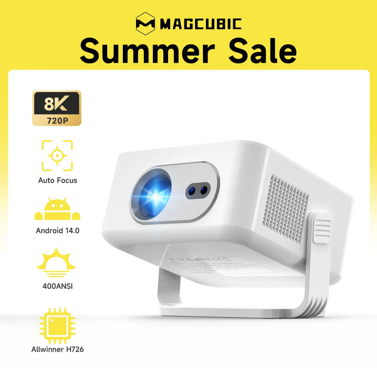 [US warehouse] Magcubic HY300MAX Projector Auto Focus Android 14 Allwinner H726 with Dual WiFi6 BT5.4 Auto Keystone HDR/HDR10+/HLG Built-in Speaker Portable Mini Home Cinema Movie Outdoor #SummerFinds #DealsForYouDays