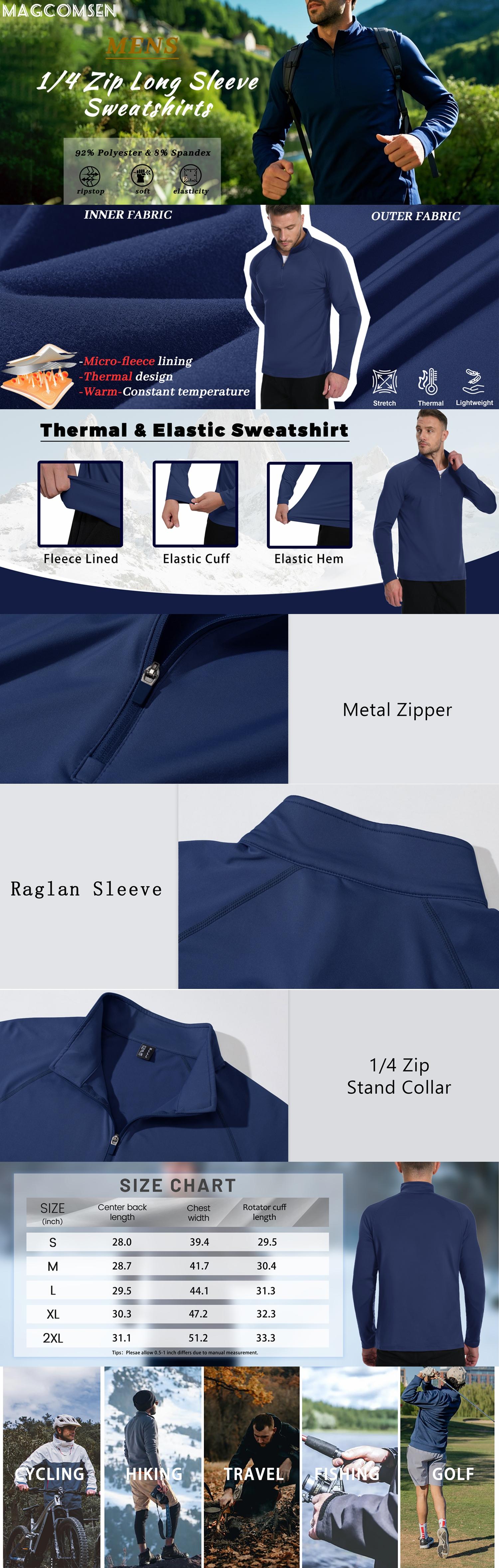 MAGCOMSEN Men's Quarter Zip Pullover Fleece Lined Long Sleeve 1/4 Zip Golf Shirt Athletic Running Fishing Sweatshirts MAGCOMSEN Men's Quarter Zip Pullover Fleece Lined Long Sleeve 1/4 Zip Golf Shirt Athletic Running Fishing Sweatshirts
