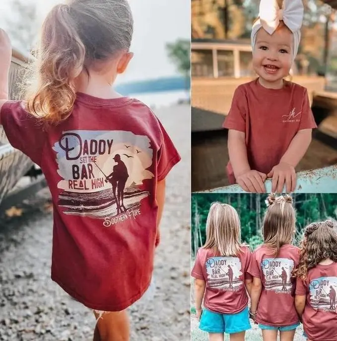 Daddy Set The Bar Reel High Girls youth and adult Tshirt, toddler boy clothing, toddler boy stuff, #southernboy clothes, country boy clothes