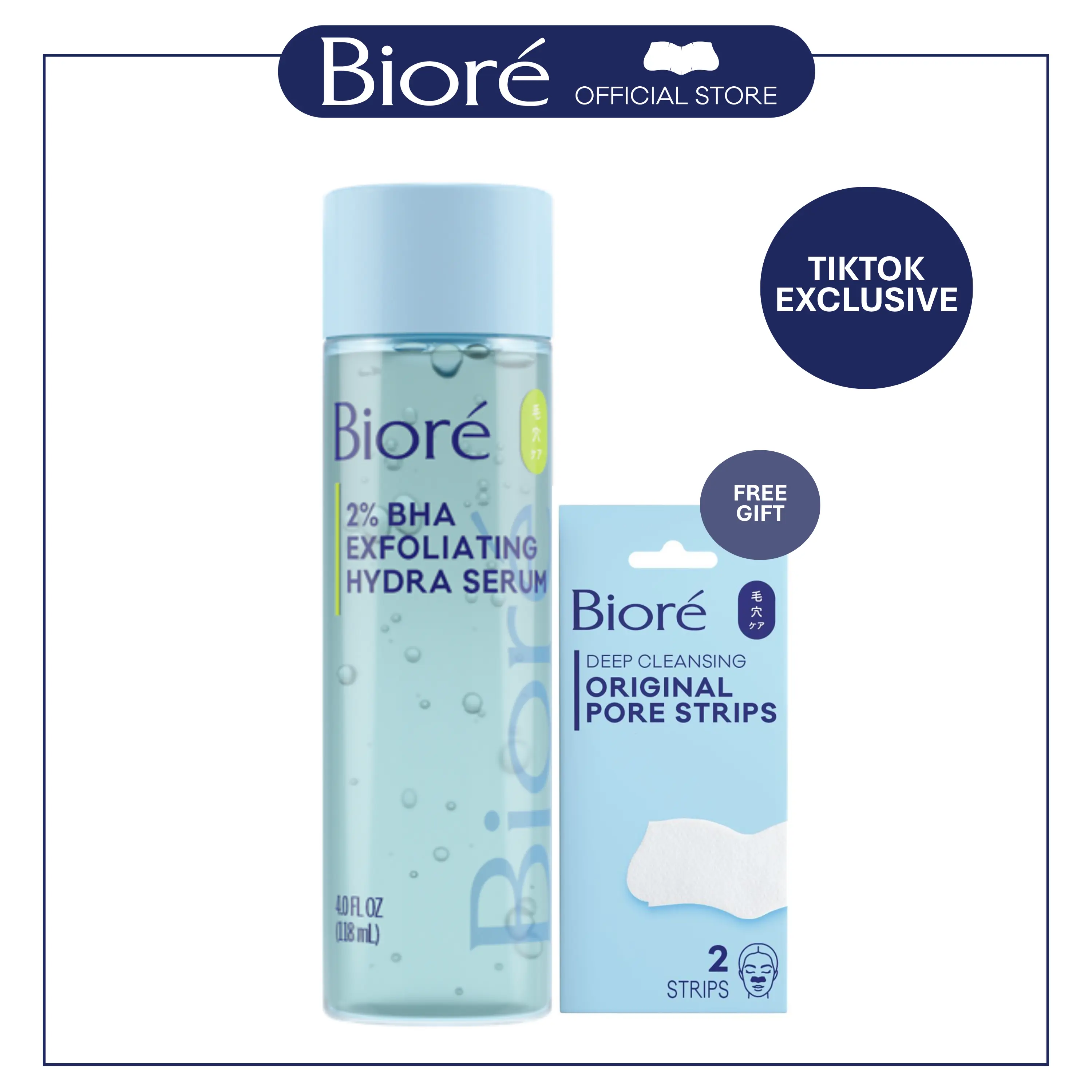 Bioré Pore Refining 2% BHA Exfoliating Hydra Serum, 2% BHA Salicylic Acid Face Serum for Glowing Skin, 4 Oz