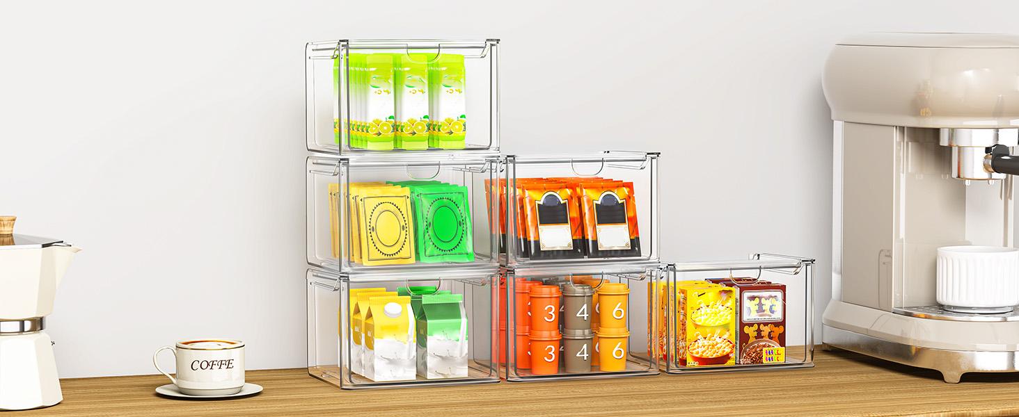 12-Pack Clear Acrylic Stackable Storage Boxes, Multi-Purpose Desktop Organizer for Makeup, Cosmetics & Office Supplies