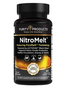 NitroMelt Black Ginger FizzMelt Wafers – Daily Energy & Wellness Support – Powered by Clinically Studied ActiZ!ng – 60 Citrus Tablets Nitric Oxide Supplement Dietary