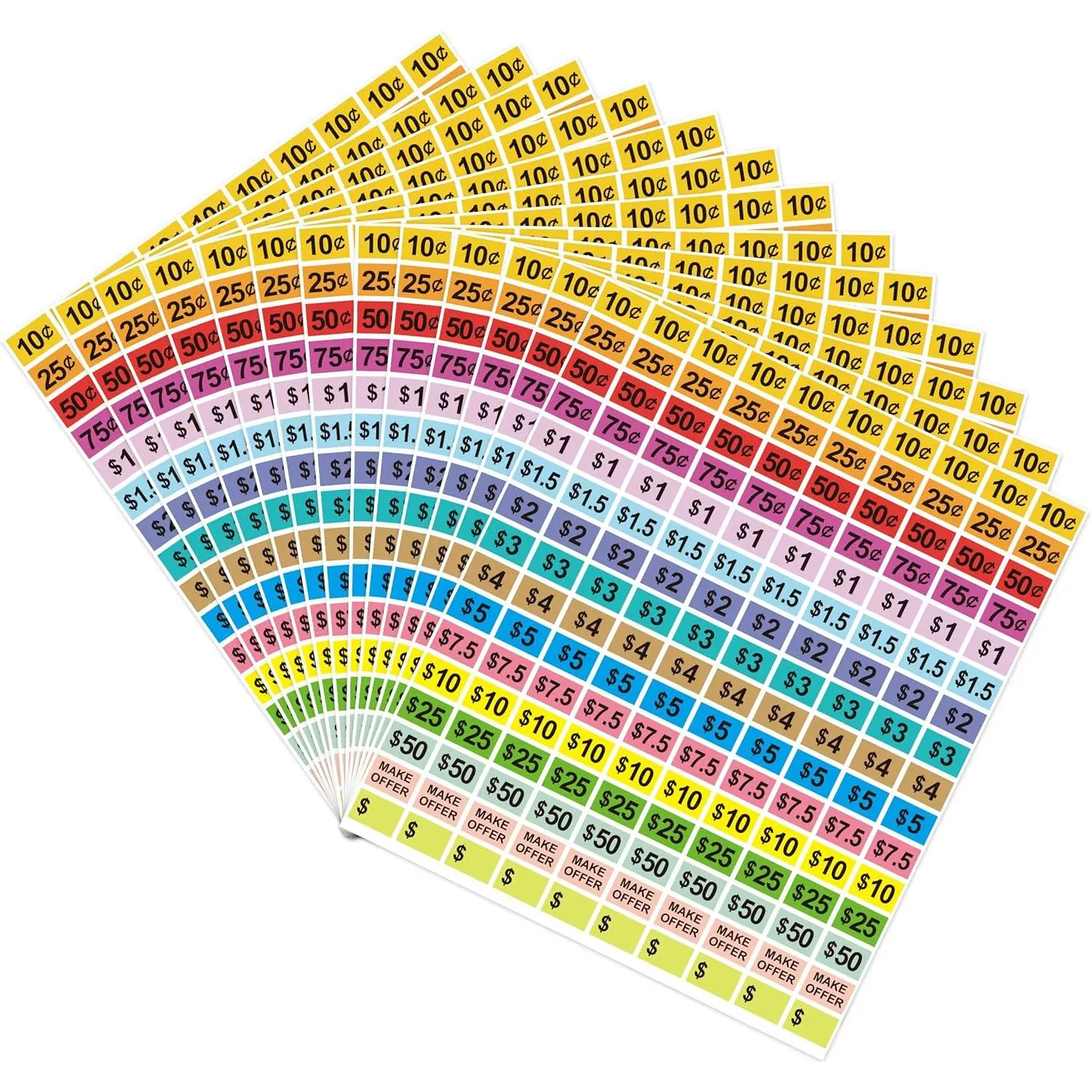 2400 count Garage  Stickers,1/2"x3/4" Yard Sales Price Stickers, Rectangle Preprinted Price Tag Labels Stickers for  Markets,  Pricing Labels for Retail Use, Superior Adhesive, Save Time, Single Or Multi-Family Sales, Will Not Leave Marks