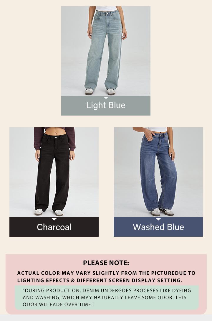 KatchMe Women's Vintage Chic Mid-Rise Denim Dart Seam Wide Leg Jeans, Versatile Multi-Pocket Trousers, Minimalist Women's Bottom, Street Womenswear