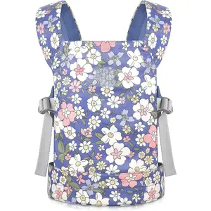 Baby Carrier, Realistic Baby Doll Plush Animal Carrier - Blue Flowers