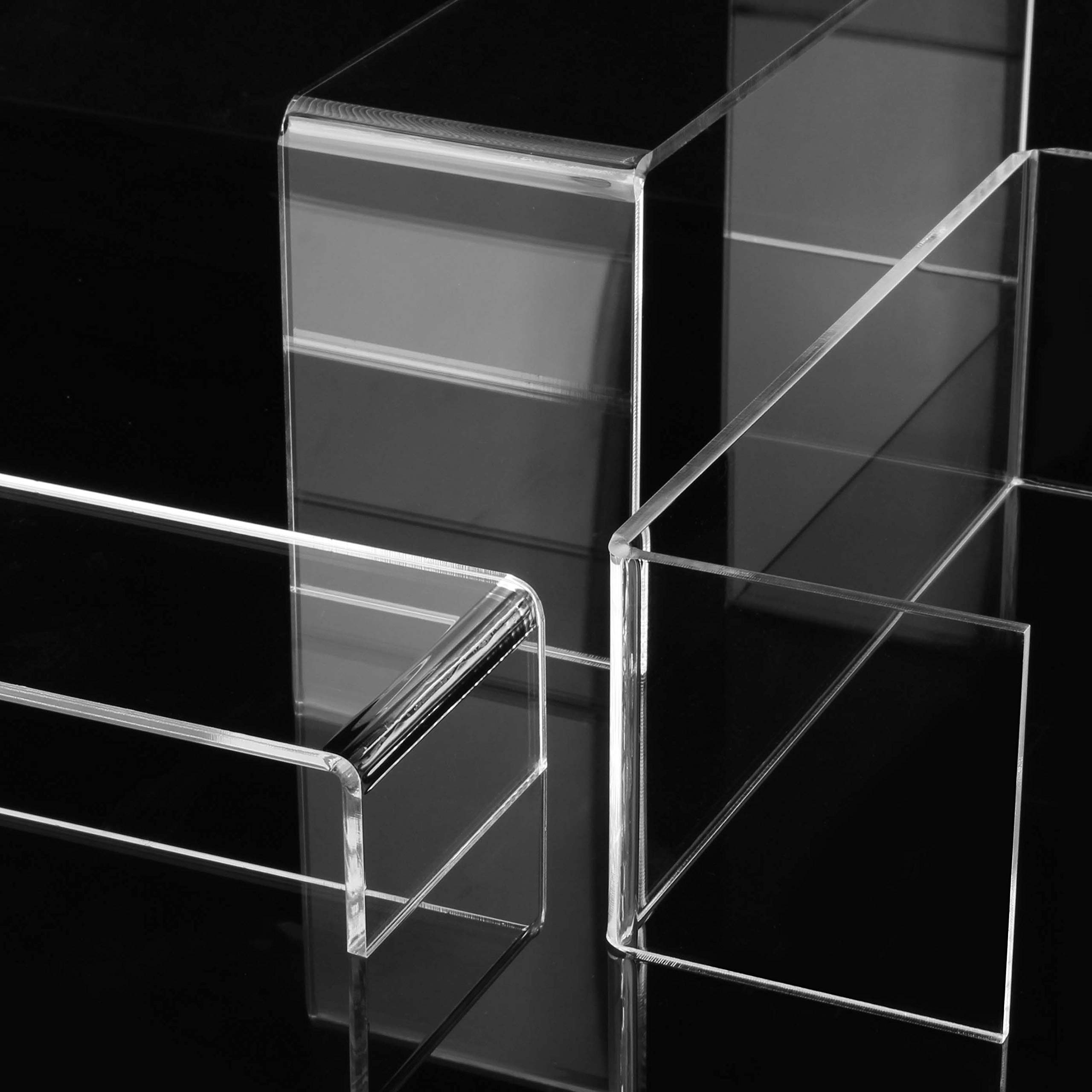 2 Sets Clear Large Dessert Display Stand, Transparent Rectangular Display Stand for Collectibles, Retail Countertop Upright Display Stand for Organizing and Decorating