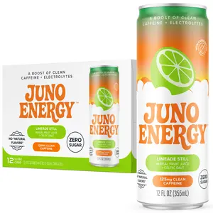 JUNO ENERGY Organic Still Drink - Sugar Free Electrolytes Beverage, Energizing Hydration with 125mg Organic Natural Caffeine from Green Coffee Beans, Celtic Salt, Potassium & Calcium for Optimal Health, 12 Pack