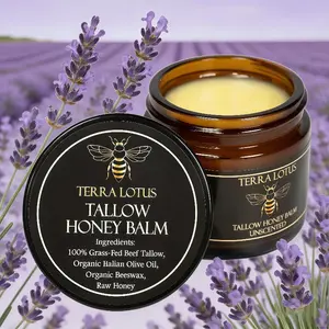 Terra Lotus Tallow Honey Balm | All-Natural Moisturizer | 100% Grass-Fed Beef Tallow