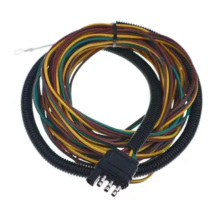Trailer Wiring Harness 4 Way Flat Connector 25 FT Long - 18-Gauge Color Coded Trailer Wire Extension with 3 FT Ground Wire