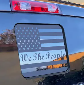 for Ford F150 2015-2026 Rear Middle Window American Flag 'We The People' Decal, Matte Black USA Flag Vinyl Sticker, Patriotic Truck Accessories