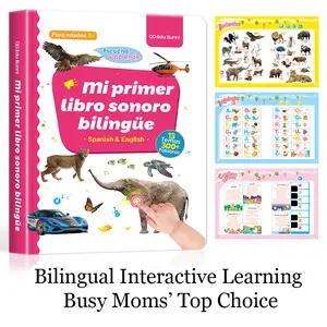 New! Bilingual sound book Spanish and English | 300+ words · 13 topics · children's songs · animal sounds · interactive piano | educational gift for children 1-6 years old