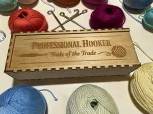 Laser Engraved Crochet Hook Storage Box – Sliding Lid Wooden Crochet Organizer – Crochet Hook Case – Gift for Crocheters
