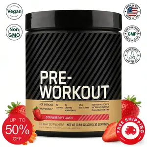 Pre-Workout Powder, 175mg Caffeine with Creatine & Beta-Alanine, strawberry Flavor, Energy & Focus Boost, 30 Servings, Fitness & Sports Nutrition Supplement