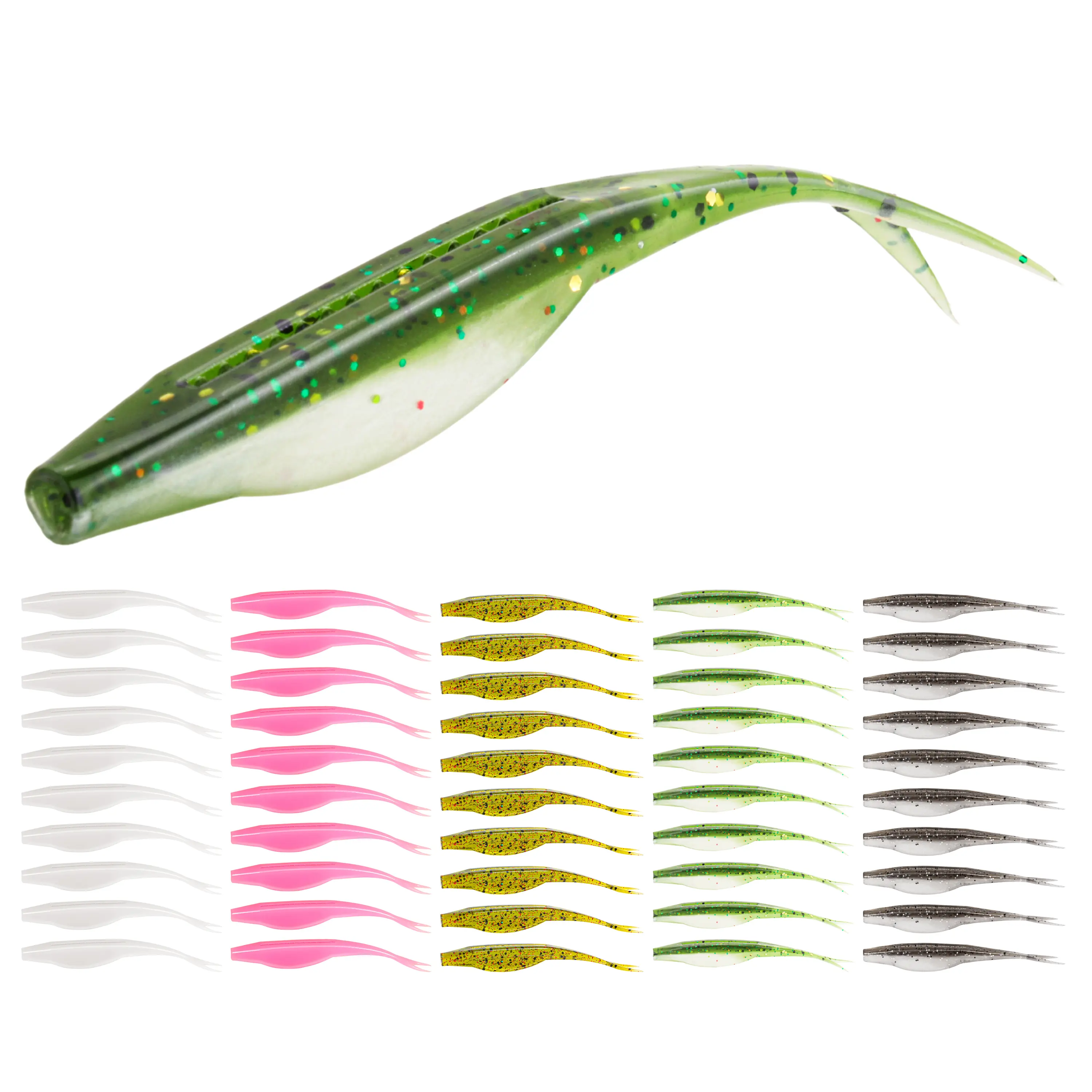 4"-5" Forked Tail Soft Jerkbaits, Fluke Fishing Lures for Bass, Trout & Crappie, Realistic Soft Baits