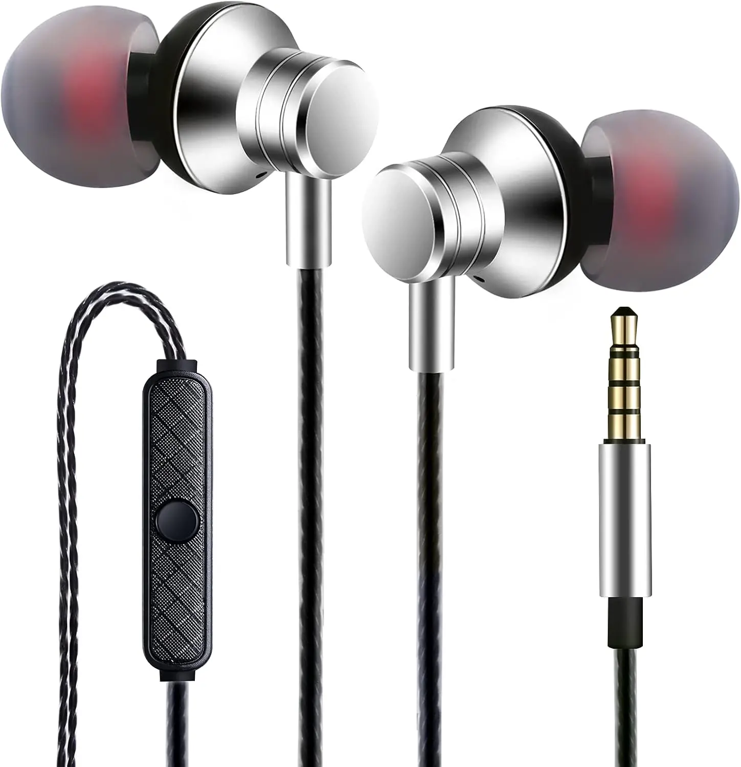 Wired In-Ear Audio Earphones with 3.5mm Plug, Built-In Microphone, Volume Control - White Electronics Accessory, Headphones Jack